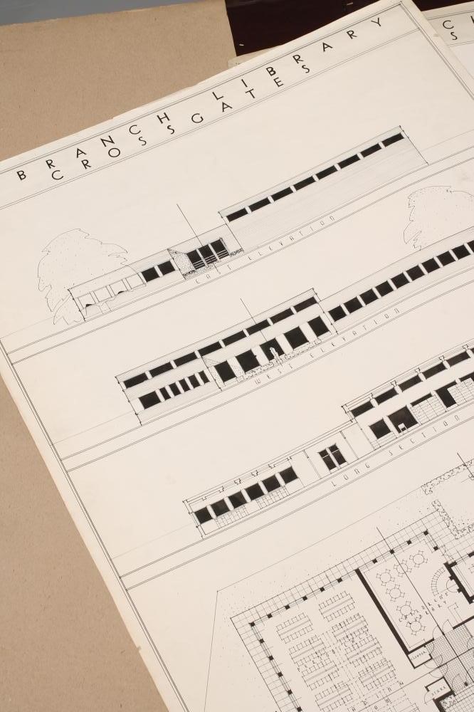 TWO LARGE PORTFOLIOS OF ARCHITECTURAL DRAWINGS by the artist T. Hughes Lodge Image