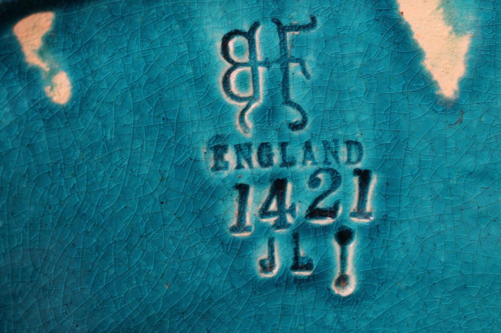 A BURMANTOFTS FAIENCE TURQUOISE GLAZED JARDINIERE AND MATCHED STAND Image