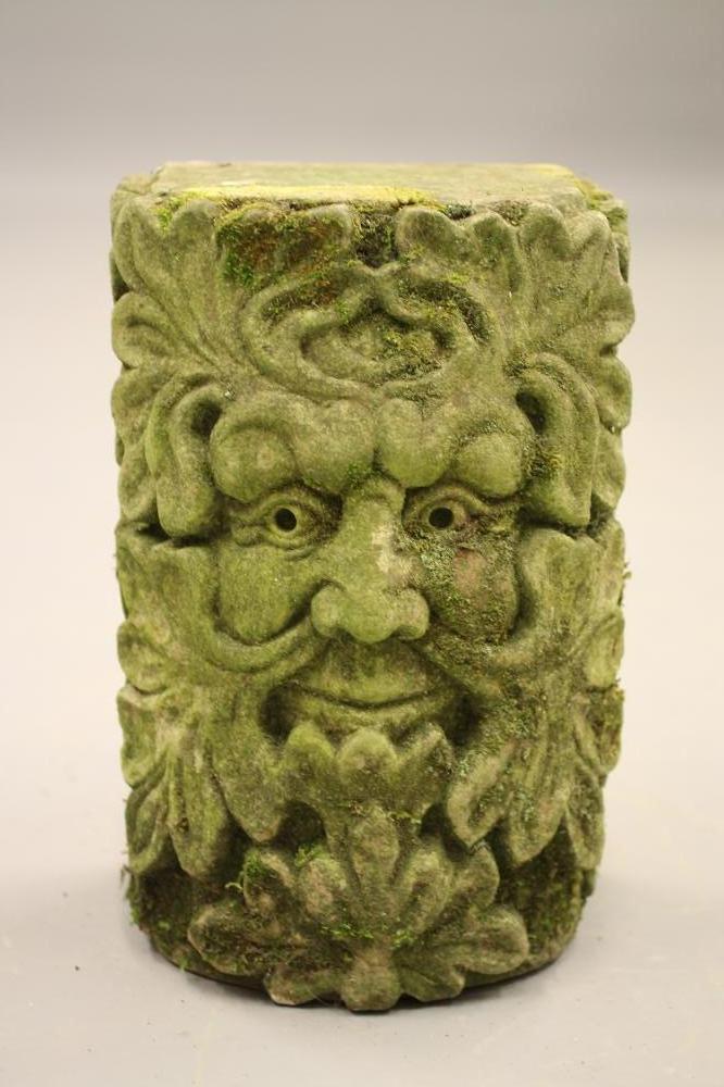 A CARVED SANDSTONE "GREEN MAN" MASK of demi lune form as an architectural support Image