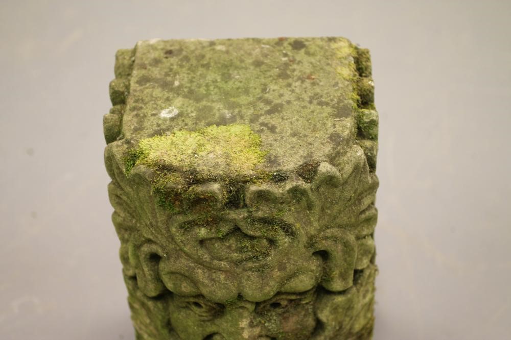 A CARVED SANDSTONE "GREEN MAN" MASK of demi lune form as an architectural support Image