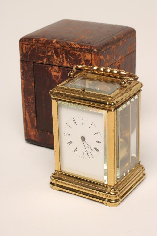 A GILDED BRASS CASED CARRIAGE CLOCK Image