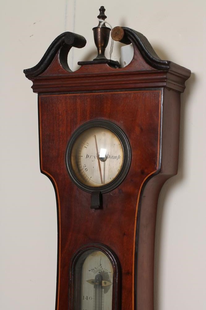 A MAHOGANY CASED WHEEL BAROMETER by A Jarone(?) Image
