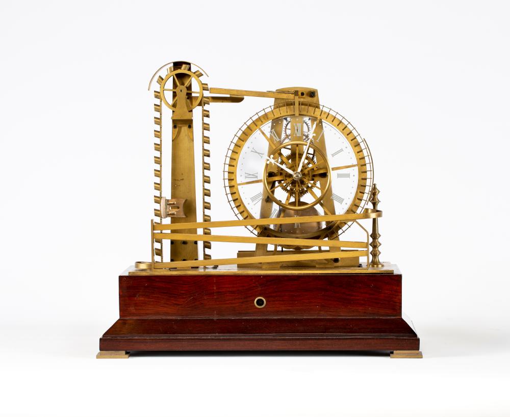 A BRASS WATER WHEEL INDUSTRIAL CLOCK Image