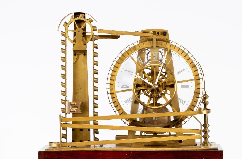 A BRASS WATER WHEEL INDUSTRIAL CLOCK Image