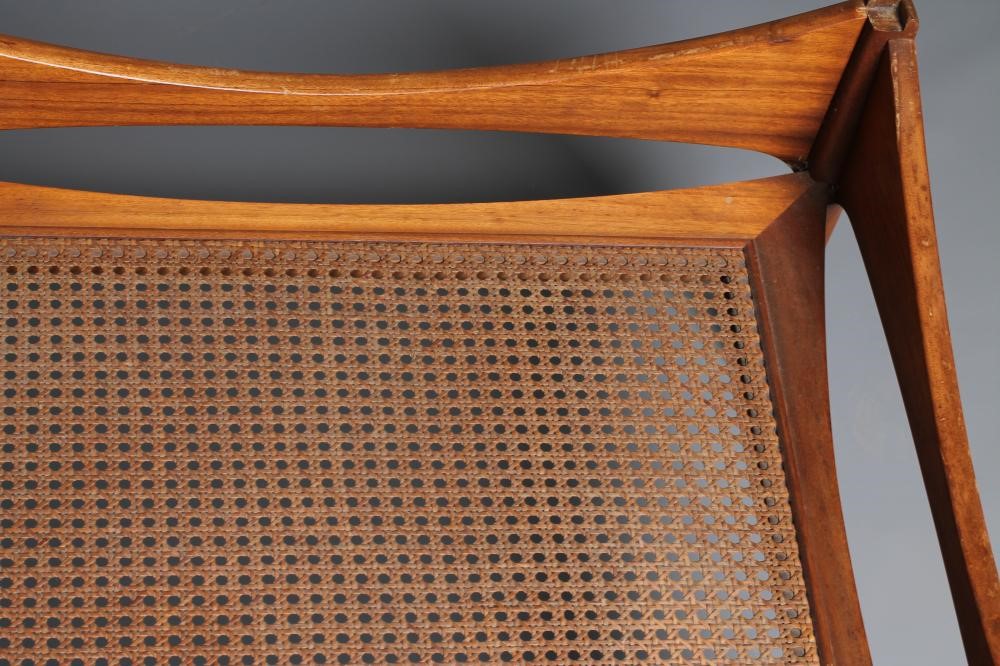A RETRO "S" FORM TEAK COFFEE TABLE of square form with insert smoke glass top Image