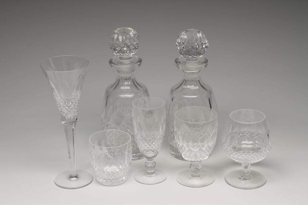 A WATERFORD GLASS COLLEEN PATTERN PART TABLE SUITE comprising a pair of decanters and stoppers Image