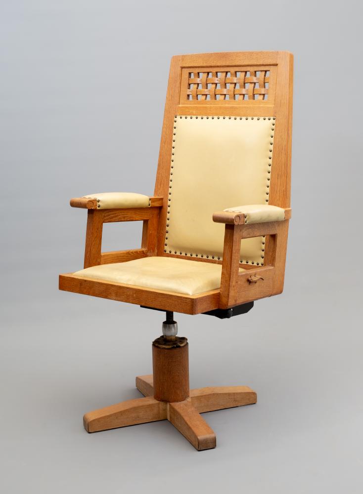 AN OAK SWIVEL OFFICE CHAIR by Martin Dutton Image