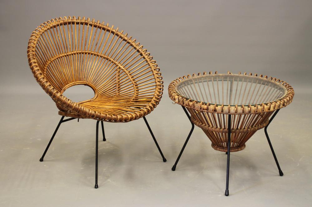 A RETRO CANED SATELLITE CHAIR Image