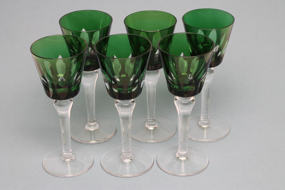 A SET OF SIX ST. LOUIS WINE GLASSES Image
