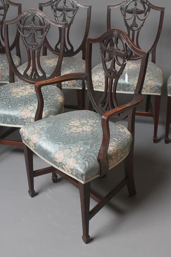 A SET OF EIGHT MAHOGANY DINING CHAIRS of Georgian design including two elbow chairs Image