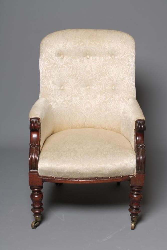A VICTORIAN MAHOGANY FRAMED ARMCHAIR Image