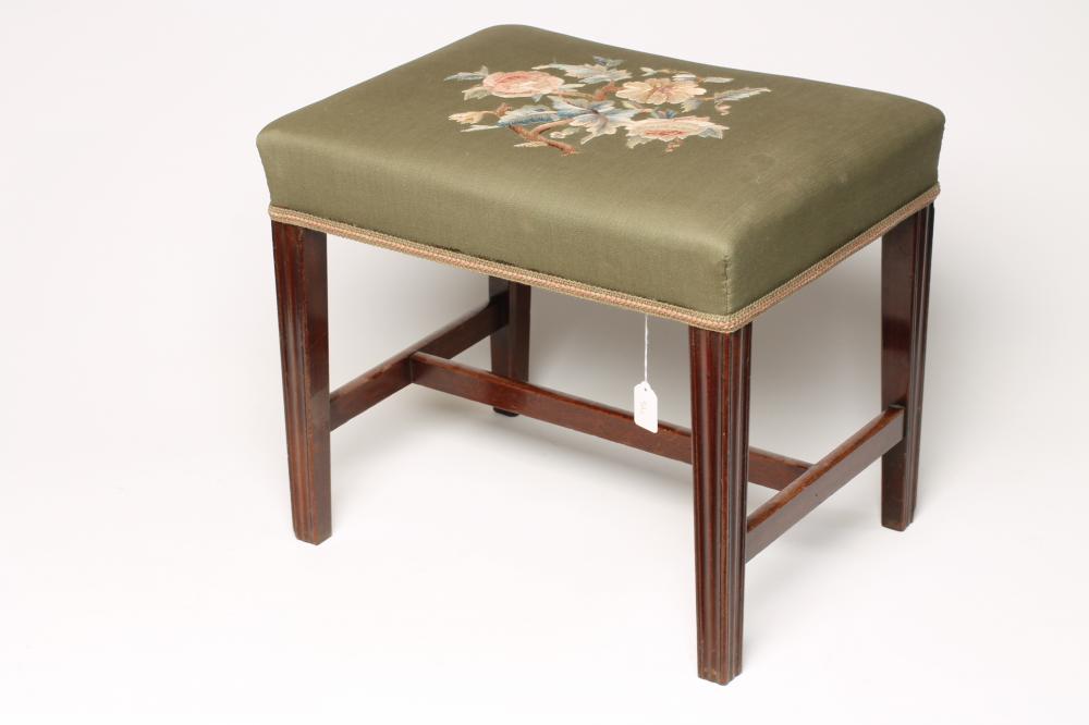 A MAHOGANY FRAMED DRESSING STOOL Image