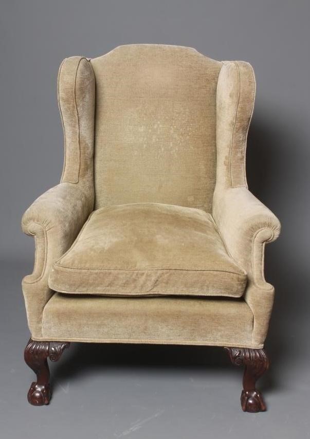 A MAHOGANY FRAMED WING ARMCHAIR of Georgian design Image