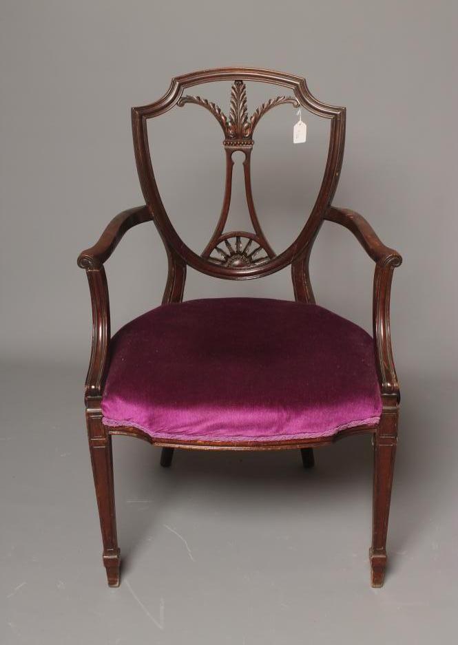 A MAHOGANY ELBOW CHAIR of Georgian design Image