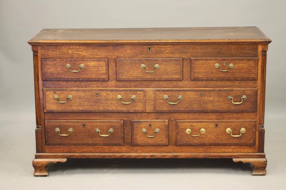 AN OAK AND MAHOGANY BANDED LANCASHIRE DRESSER Image