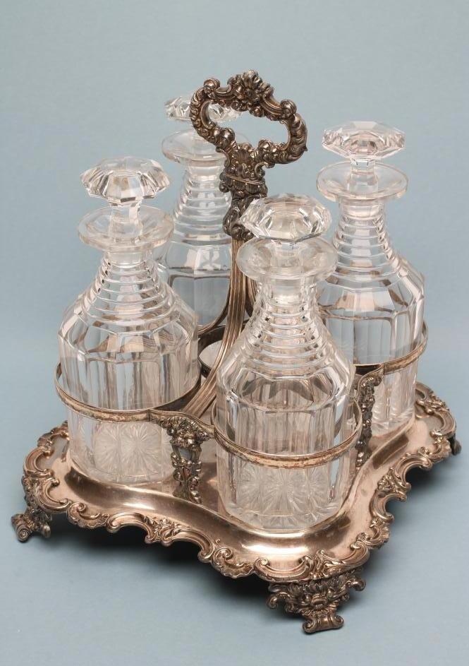 AN OLD SHEFFIELD PLATE FOUR BOTTLE DECANTER STAND Image