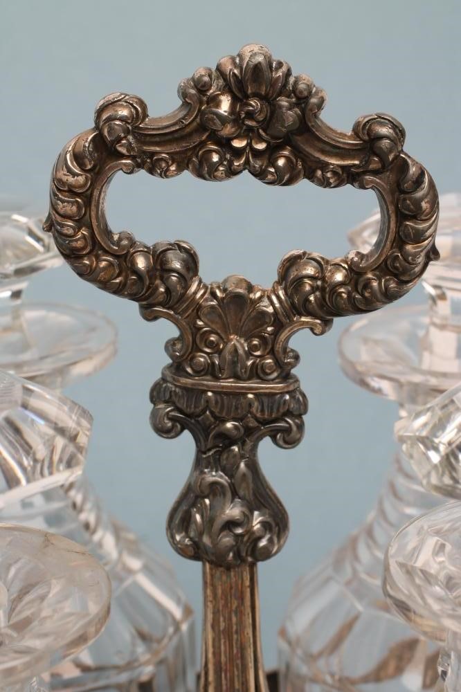 AN OLD SHEFFIELD PLATE FOUR BOTTLE DECANTER STAND Image