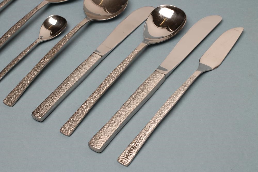 GERALD BENNEY FOR VINERS - a "Studio" pattern stainless steel table service for ten place settings Image