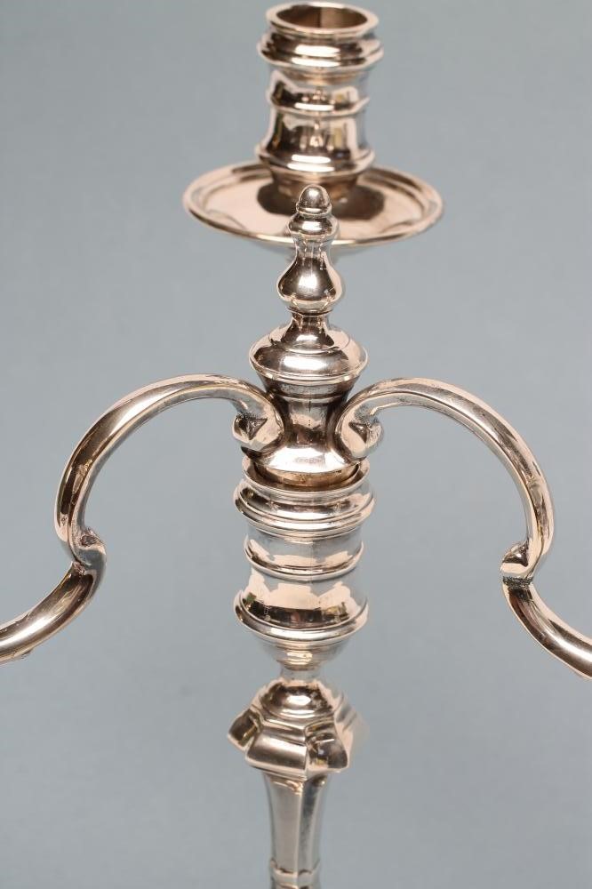 A GEORGE I STYLE SILVER THREE BRANCH CANDELABRUM Image