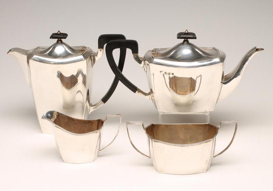 *AN ART DECO FOUR PIECE SILVER TEA AND COFFEE SERVICE Image