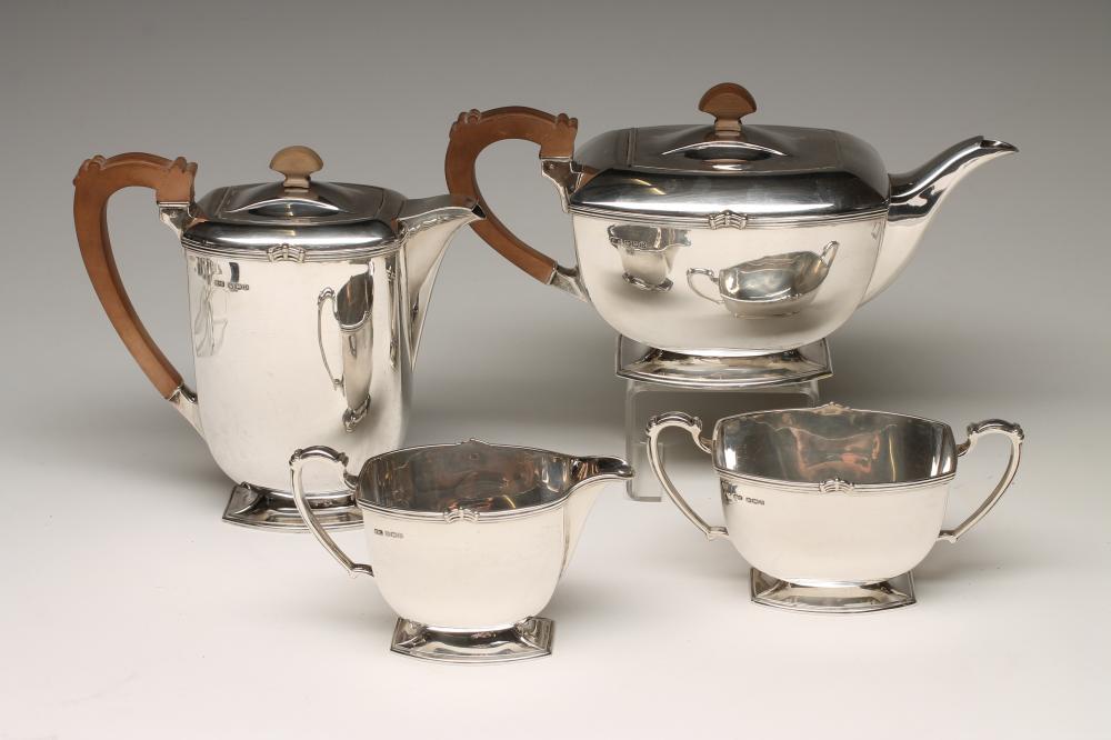 AN ART DECO FOUR PIECE SILVER TEA AND COFFEE SERVICE Image