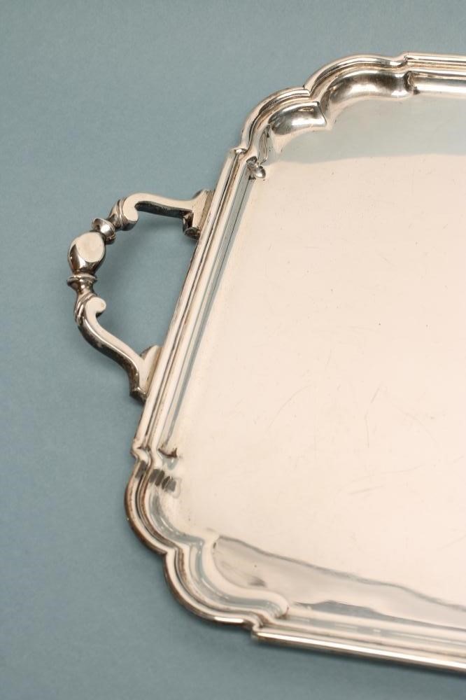 AN ART DECO SILVER TWO HANDLED TEA TRAY Image