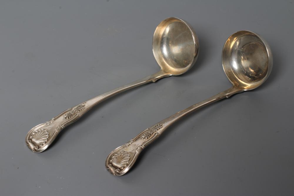 A PAIR OF EARLY VICTORIAN SILVER KING'S PATTERN SCOTTISH CREAM LADLES, maker's mark SW Image