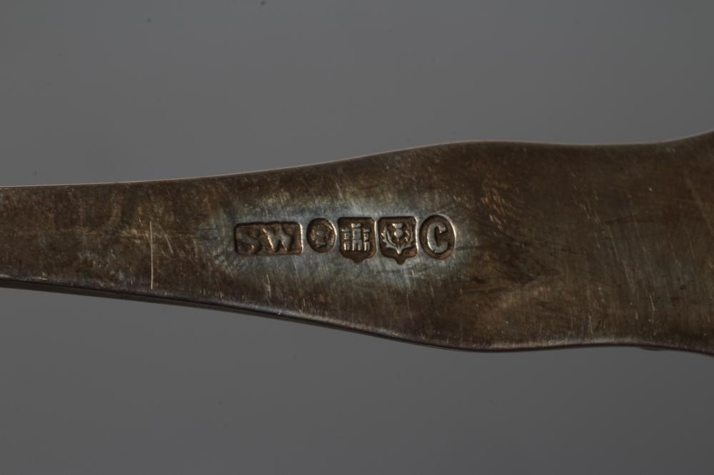 A PAIR OF EARLY VICTORIAN SILVER KING'S PATTERN SCOTTISH CREAM LADLES, maker's mark SW Image