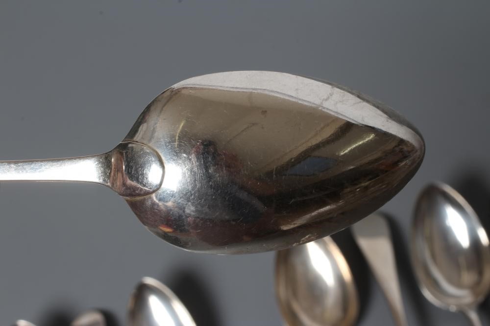 A SET OF EIGHT GEORGE III CELTIC POINT PATTERN SCOTTISH TABLESPOONS, by James Douglas, Edinburgh Image