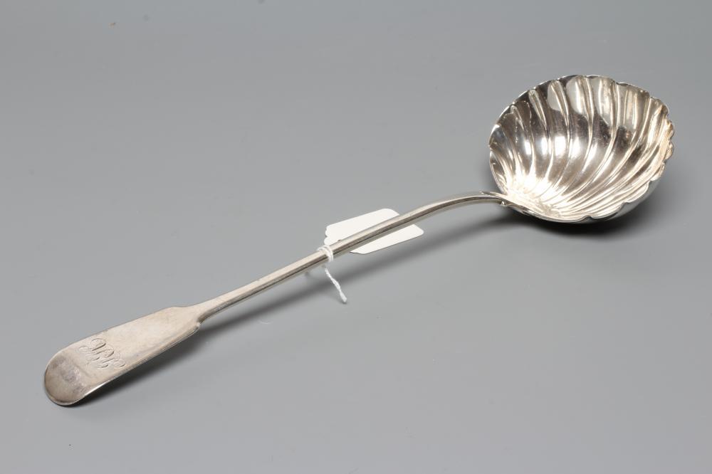A GEORGE IV FIDDLE PATTERN SILVER SOUP LADLE, by Williams Eley & Fearne, London 1821, with shell Image