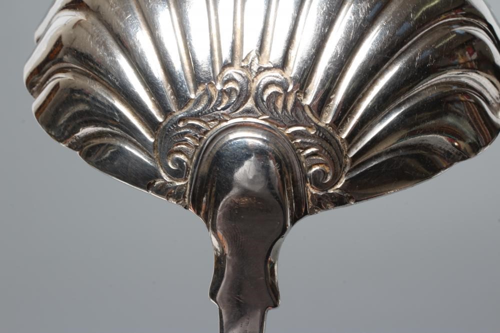A GEORGE IV FIDDLE PATTERN SILVER SOUP LADLE, by Williams Eley & Fearne, London 1821, with shell Image