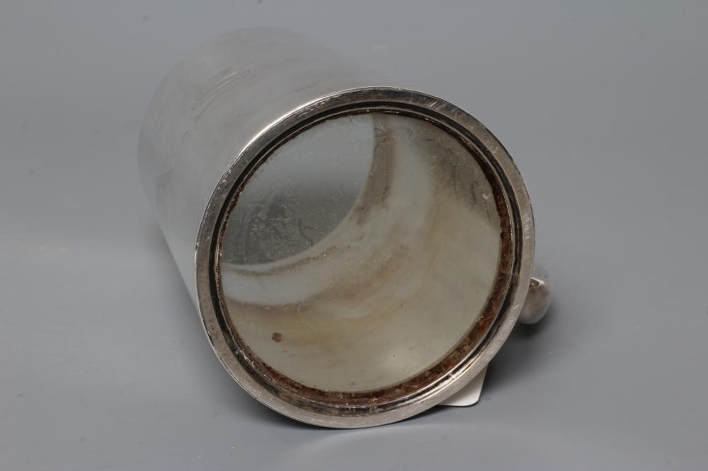A LATE VICTORIAN SILVER MUG, by Martin, Hall & Co., of plain tapering cylindrical form engraved AS, Image