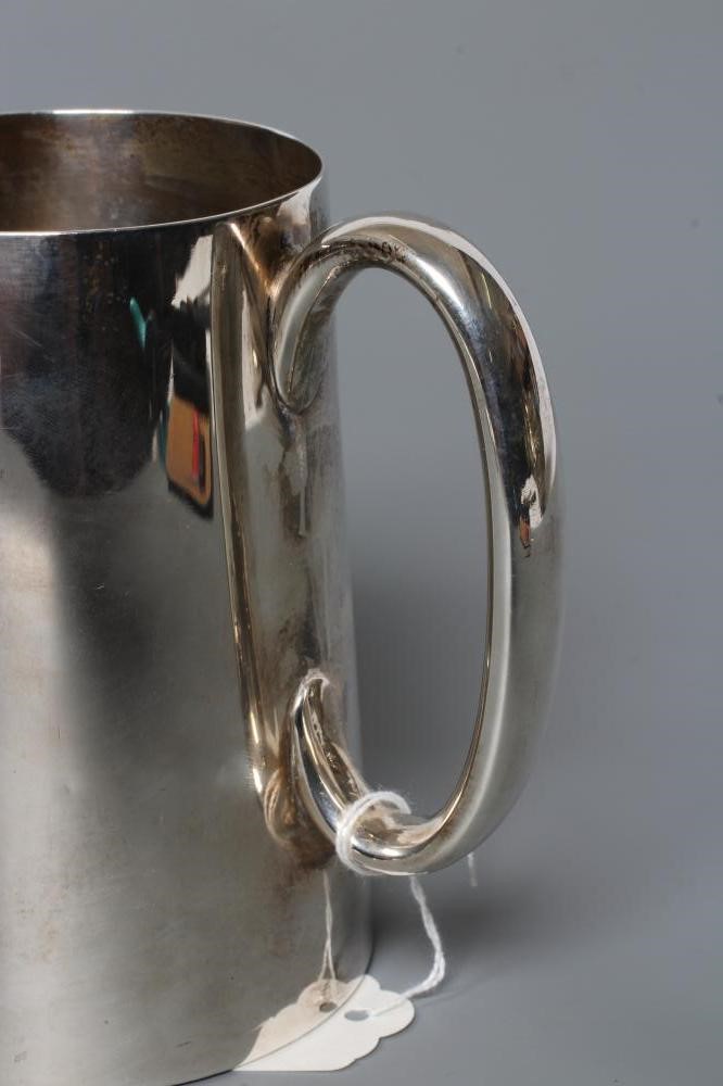A LATE VICTORIAN SILVER MUG, by Martin, Hall & Co., of plain tapering cylindrical form engraved AS, Image