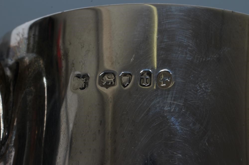 A LATE VICTORIAN SILVER MUG, by Martin, Hall & Co., of plain tapering cylindrical form engraved AS, Image
