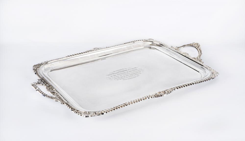 OF BOER WAR INTEREST- A LATE VICTORIAN SILVER LARGE TWO HANDLED TRAY Image