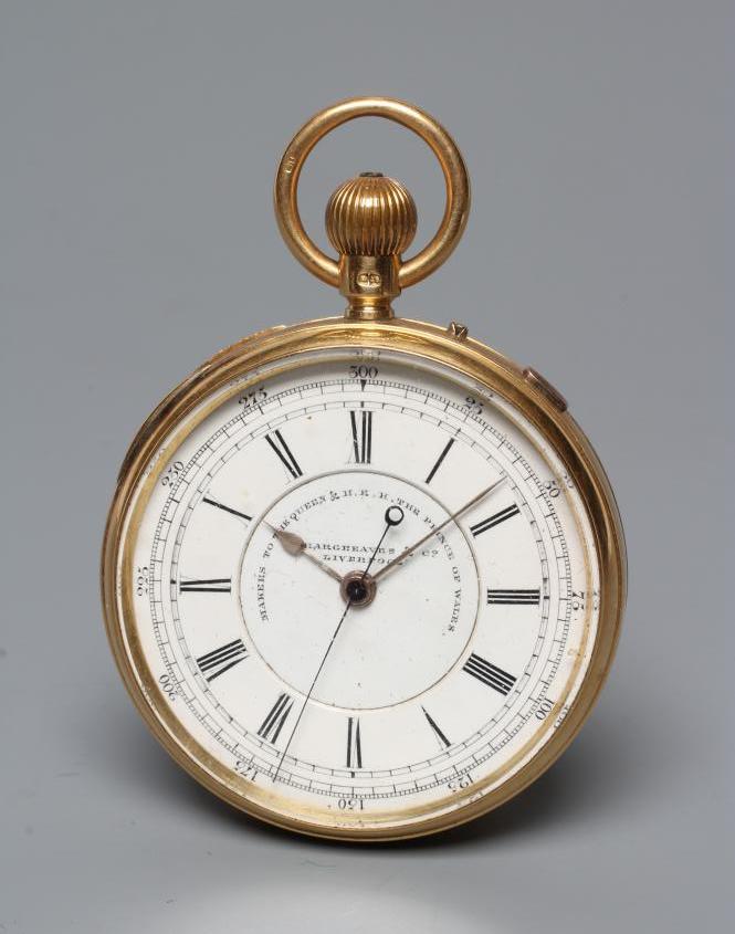 A VICTORIAN 18CT GOLD TOP WIND CHRONOGRAPH POCKET WATCH Image
