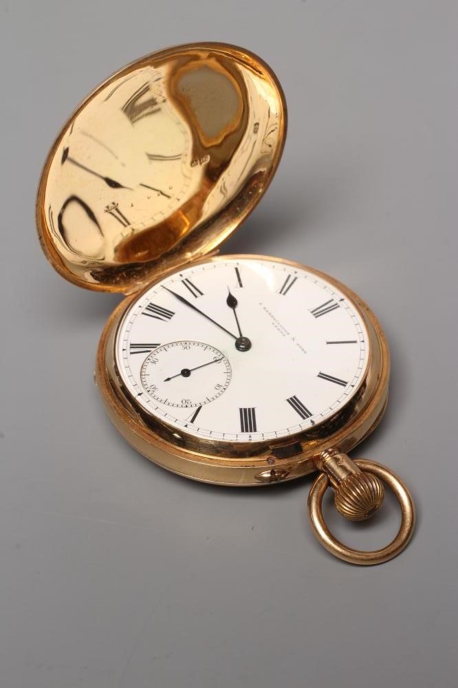 A LATE VICTORIAN 18CT GOLD TOP WIND HUNTER POCKET WATCH Image