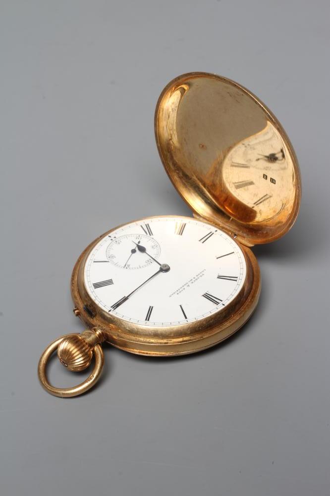 A LATE VICTORIAN 18CT GOLD TOP WIND HUNTER POCKET WATCH Image