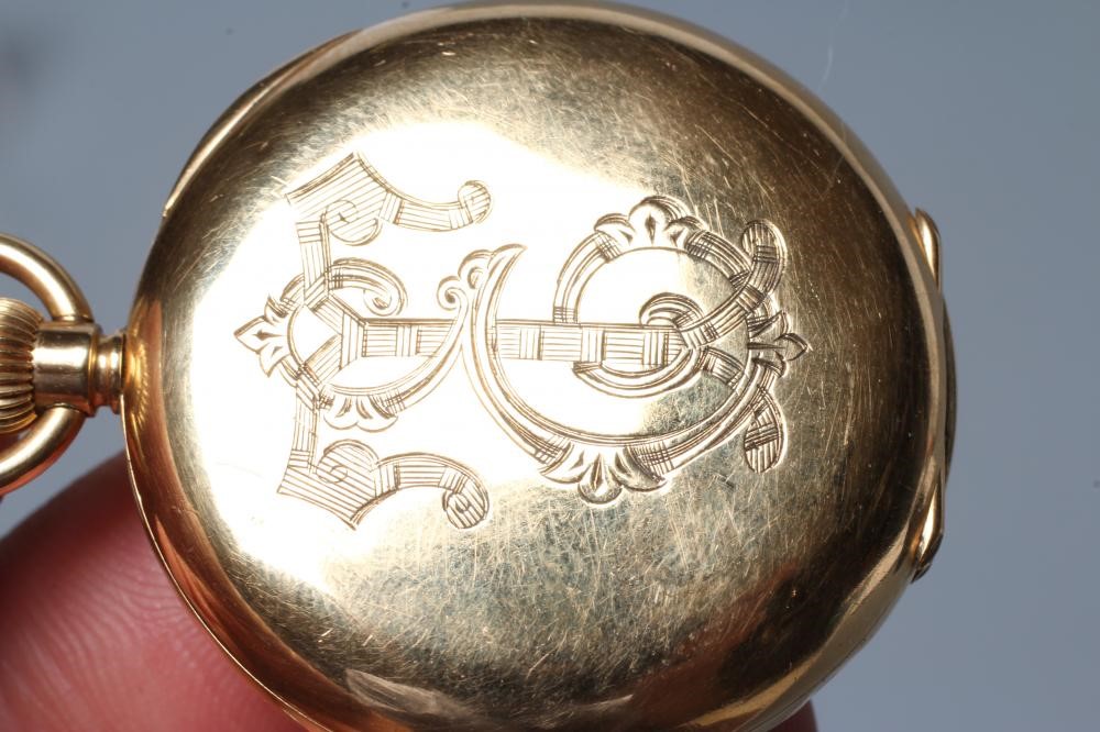 AN EDWARDIAN TOP WIND HALF HUNTER FOB WATCH Image