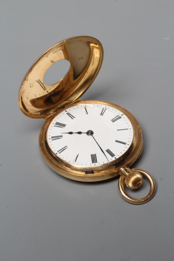 AN EDWARDIAN TOP WIND HALF HUNTER FOB WATCH Image