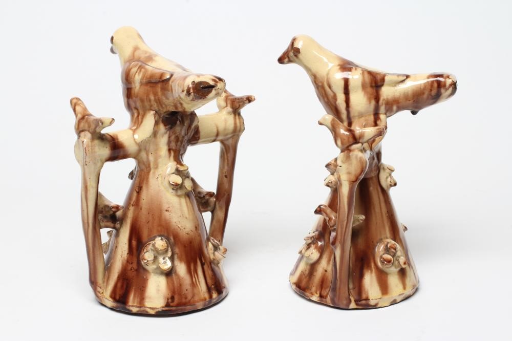 A LARGE PAIR OF HALIFAX SLIPWARE BIRD WHISTLES Image