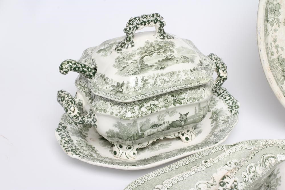 AN EARLY VICTORIAN COPELAND & GARRETT EARTHENWARE AESOP'S FABLES PATTERN PART SERVICE Image