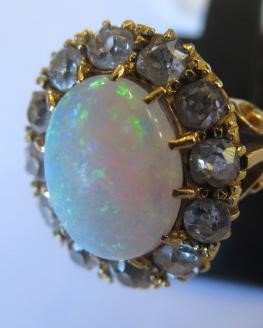 AN OPAL AND DIAMOND CLUSTER RING Image