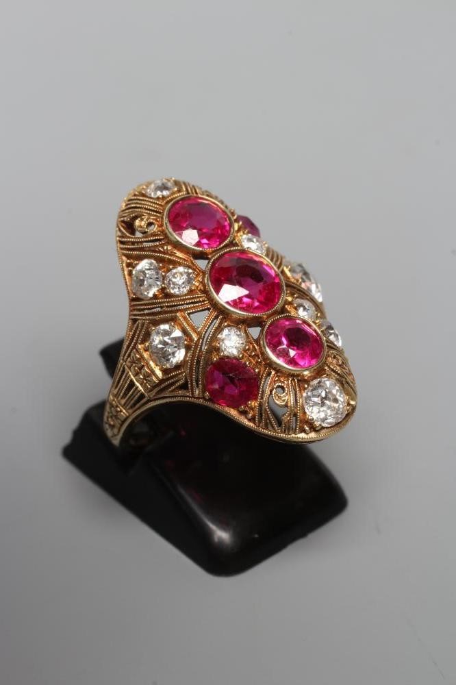 A RUBY AND DIAMOND COCKTAIL RING Image