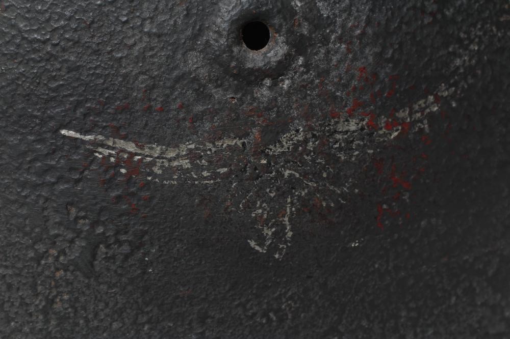 A GERMAN THIRD REICH HELMET of typical form with remnants of side transfers, 11 3/8" front to back Image