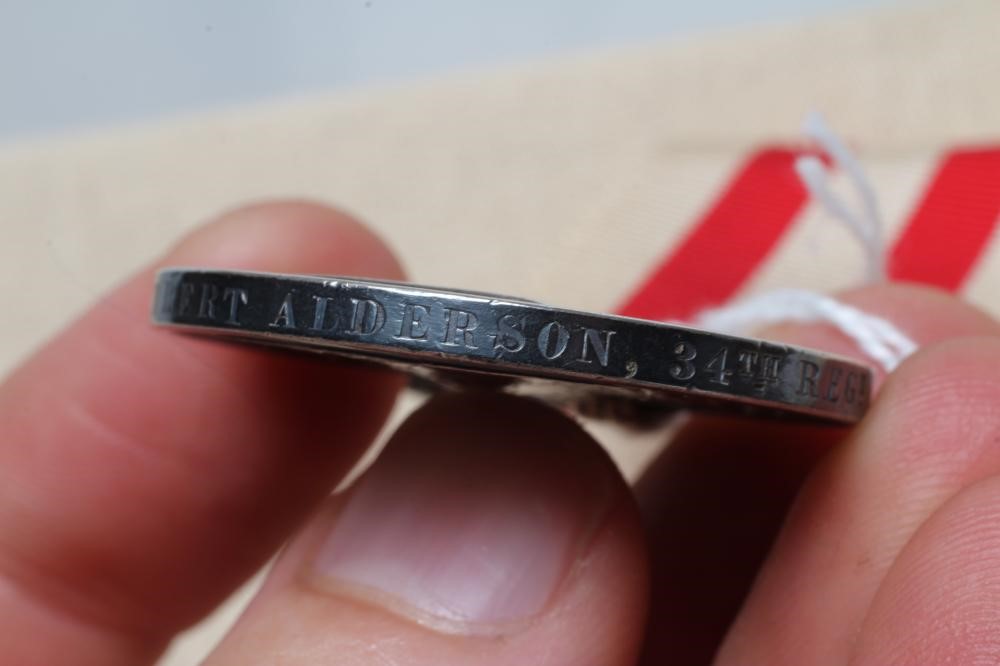 AN INDIAN MUTINY MEDAL awarded to Cuthbert Alderson of the 34th Regiment (Est. plus 24% premium inc. Image