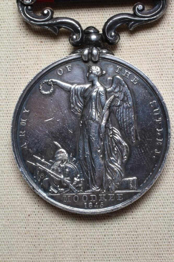 A SUTLEJ MEDAL 1845-46 with Sobraon, Aliwal and Ferozeshuhur clasps, awarded to Patt Larkin of the Image