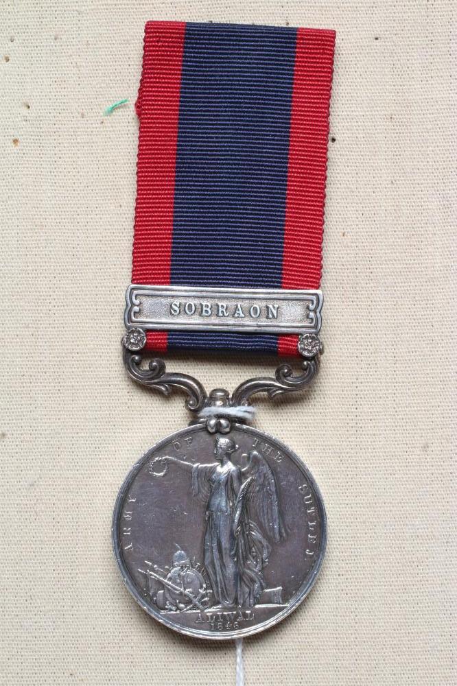A SUTLEJ MEDAL 1845-46 with Sobraon clasp, awarded to Duncan Dakin of the 16th Lancers (Est. plus Image