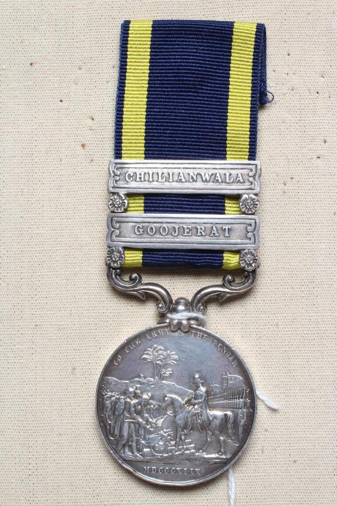 A PUNJAB MEDAL with Chilianwala and Goojerat clasps, awarded to John Charles Elderkin of the 3rd Image