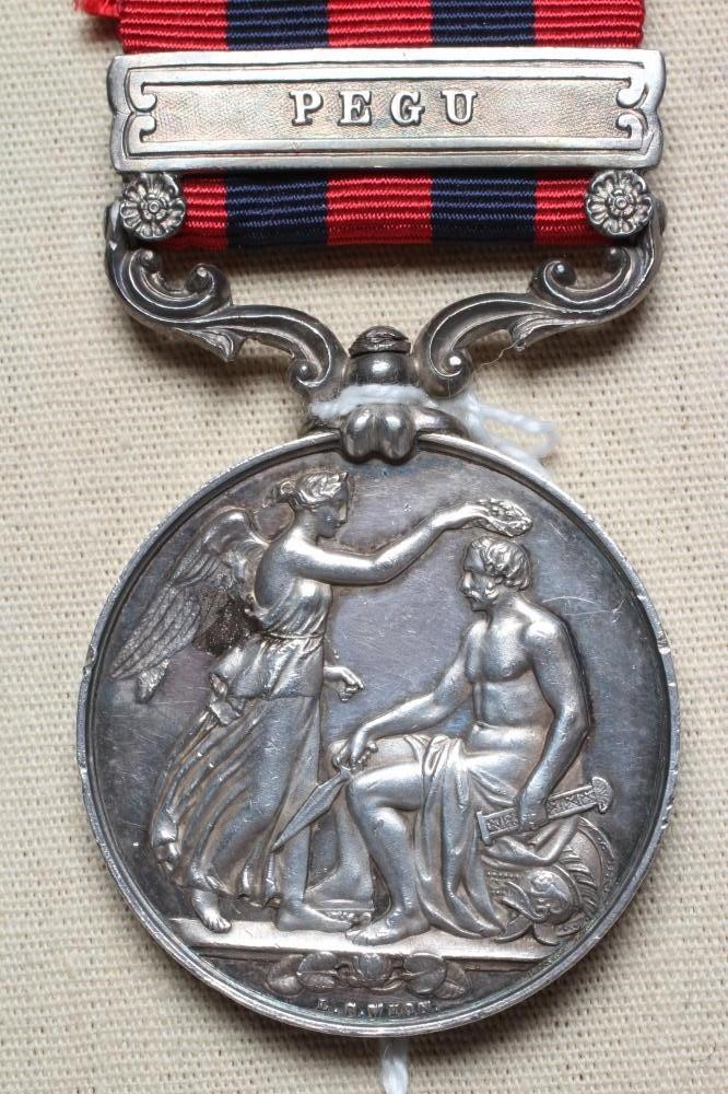 AN INDIAN GENERAL SERVICE MEDAL 1854 with Pegu clasp, awarded to John Sweeney of the 18th Royal Image